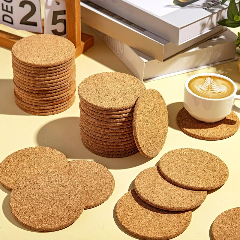 Natural Wooden Round Cork Coas - Xbloom Coffee Tea recension och pris
