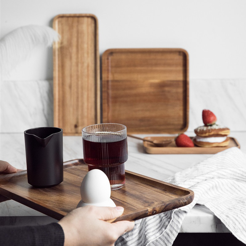 Acacia Wood Coffee Tray Decora - Coffee Tea And Sugar Set recension och pris