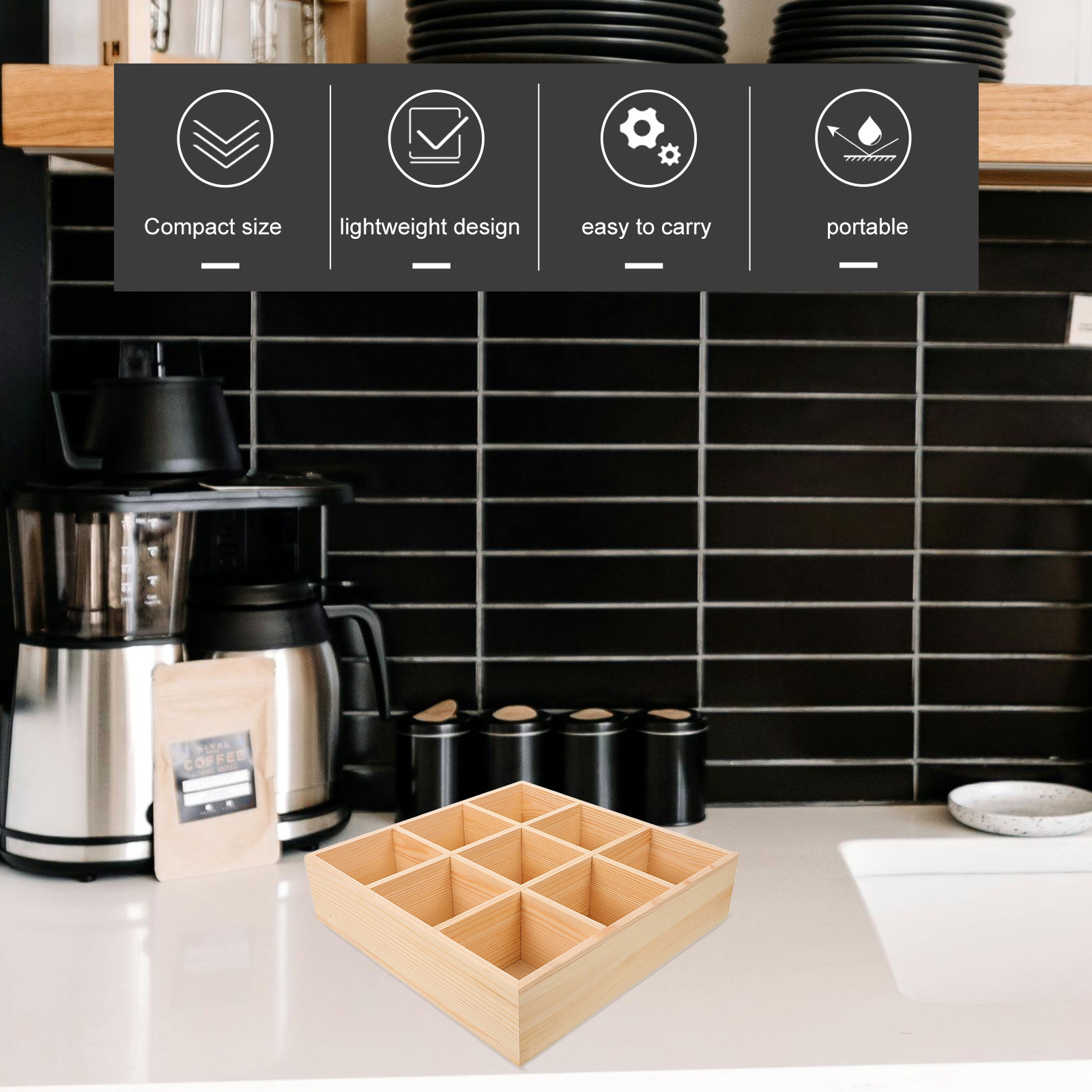 Natural Wood Tea Bag Holder Bo - Coffee Tea Sugar recension och pris